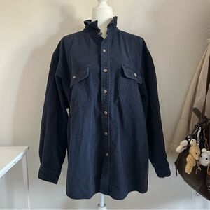 Field & Stream Button Up Heavyweight Flannel In Dark Navy Blue Size XXL Casual
